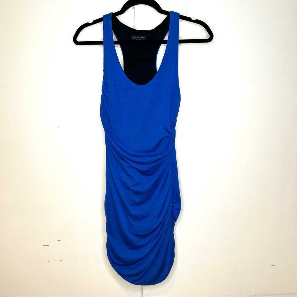 Rag & Bone Ruched Tank Mini Dress In Blue